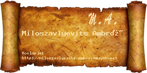 Miloszavlyevits Ambró névjegykártya